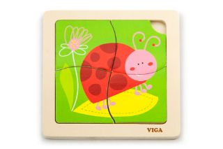 Obrázek z Dřevěné puzzle 4 dílky - beruška 